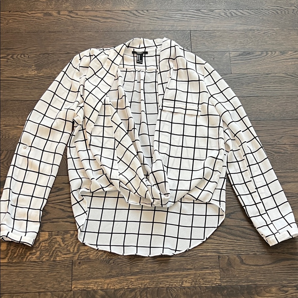 Forever 21 Black and White Checkered Blouse